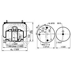 Burduf, suspensie pneumatica Air suspension bellows front L 30mm with metal piston DAF CONTITECH 6753 N P02 L