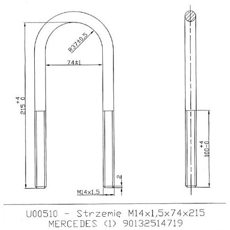 Brida arc Frunze catus de primavara M14x15mm TES U00510 Z/N