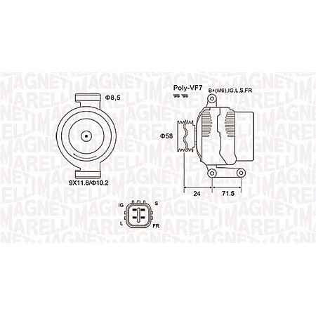 Alternator 12V 100A TOYOTA AURIS COROLLA 2.0D/2.2D 10.06-07.14 MAGNETI MARELLI 063732036010