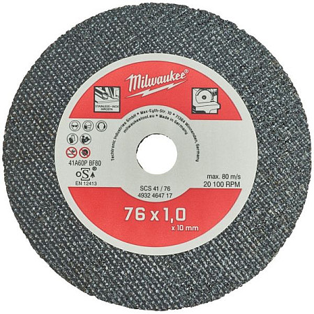 Suport disc abraziv, polizor multifuncional Disc for cutting straight 5pcs 76mm x 1mm intended use material: steel MILWAUKEE 4932464717