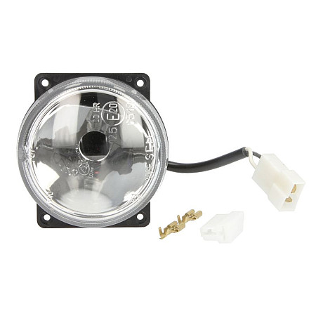 Far Universal headlamp L/R long-range H3 12/24V diameter 80mm transparent plastic neagra with wire 02m with connector AMP 2pin WESEM HM4.33700.01