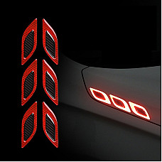 Set 2 stickere reflectorizante DIAMOND cu insertie Carbon 5D, culoare Rosie
