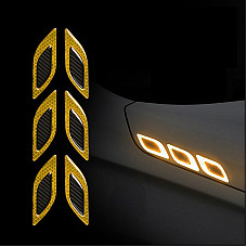 Set 2 stickere reflectorizante DIAMOND cu insertie Carbon 5D, culoare Galbena