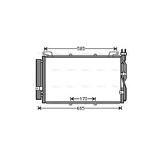 Condensator, climatizare A/C condenser with dryer HYUNDAI MATRIX 1.5D 10.01-08.10 AVA COOLING HYA5220D AVA