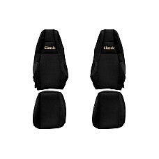 Husa scaun Huse pentru scaune Classic negru material eco-piele serie CLASSIC integreaza tetiera pasagerului tetiera soferului integrata SCANIA SCANIA F-CORE F-CORE PS41 BLACK