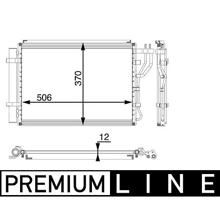 Condensator, climatizare A/C condenser with dryer HYUNDAI IX20 KIA VENGA 1.4-1.6LPG 02.10- MAHLE AC 58 000P