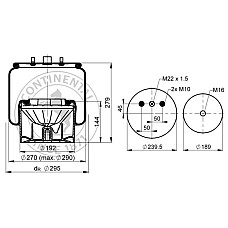 Burduf, suspensie pneumatica Air suspension bellows rear L/R 27mm with plastic piston DAF 106 CONTITECH 6431 N P11