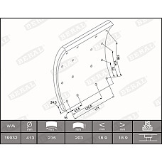 Set garnituri de frictiune, frana tambur Ferodou sabot frana 413x203. de baza BERAL KBL19932.0-1550