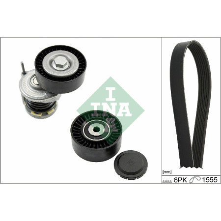 Set curea transmisie cu caneluri V-belts set with rollers VW AMAROK MULTIVAN V MULTIVAN VI TRANSPORTER V TRANSPORTER VI TRANSPORTER VI / CARAVELLE VI 2.0D 09.09- INA 529 0535 10
