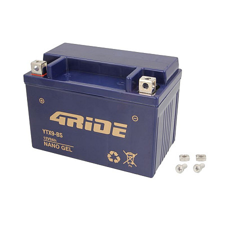 Acumulator Pornire Baterie Gel Starting 4 RIDE 12V 9Ah 145A L+ Fara intretinere 150x86x105mm Pornit YTX9 BS fits AEON COBRA OVERLAND APRILIA AF1 LEONARDO MOJITO PEGASO RED ROSE RS RX 25 1000 1982 2019 4RIDE