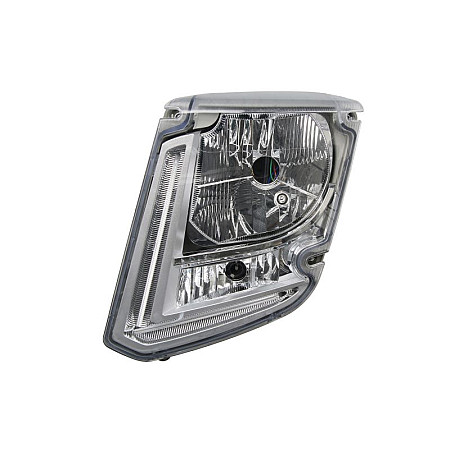 Far Headlamp L H4/PY21W electric without motor LED position lights with daytime running light insert colour: white indicator colour: transparent  VOLVO FL III FMX II 04.12- TRUCKLIGHT HL-VO015L