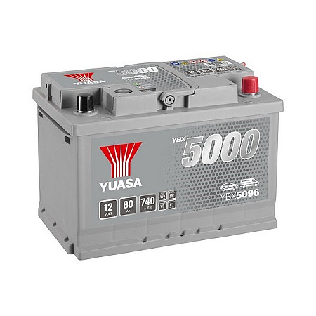 Acumulator Pornire Battery YUASA 12V 80Ah/740A YBX5000 Silver High Performance SMF R+ standard 278x175x190 B13 starting YUASA YBX5096