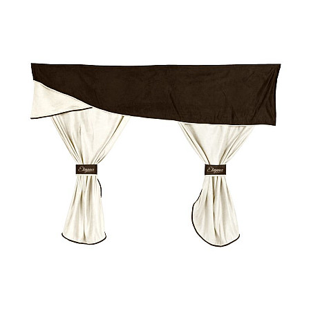 Cortina cabina ofer Perdele cabinei soferului bibelouri fata spate piele intoarsa ELEGANCE cantitate in set: 7buc maro/sampanie tip cabina: SUPER SPACE DAF 95 XF XF 105 XF 106 XF 95 01.97- F-CORE F-CORE FC09 BROWN/CHAMP