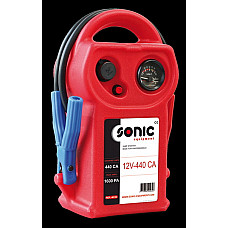 "Roboti de pornire ""BOOSTER"" Dispozitiv de pornire BOOSTER tensiune: 12V cCA: 440A curent de pornire maxim: 1600A greutate: 65 kg" SONIC 48132