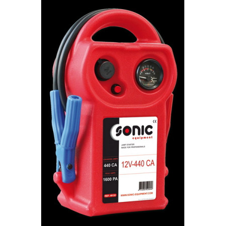 "Roboti de pornire ""BOOSTER"" Dispozitiv de pornire BOOSTER tensiune: 12V cCA: 440A curent de pornire maxim: 1600A greutate: 65 kg" SONIC 48132