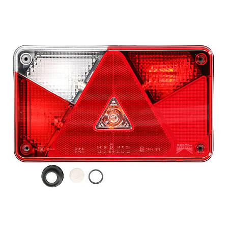 Stop spate Rear lamp L MULTIPOINT V P21/5W/P21W/PY21W 24V with indicator with fog light reversing light with stop light parking light triangular reflector connector: PE with wire eye ASPOCK A24-8502-001