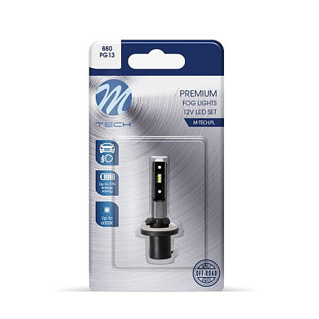 Bec incandescent LED light bulb blister pack 1pcs H27/1 12V 3W no road approval for vehicles without CAN-Bus white 6000K M-TECH LB508W-01B