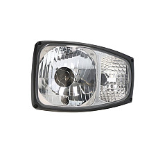 Far Headlamp L H4/PY21W/W5W manual optics FF plastic housing Deutsch connector rear fitting insert colour: chromium-plated indicator colour: transparent JCB 400 5 500 FASTRAC TM WESEM RGV1.49000.01