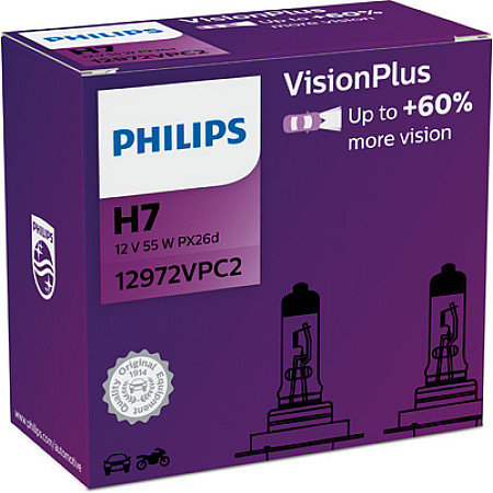 Bec, far principal Bec cutie 2buc H7 12V 55W PX26D VisionPlus Plus 60% SKODA SCALA 02.19- PHILIPS PHI 12972VPC2