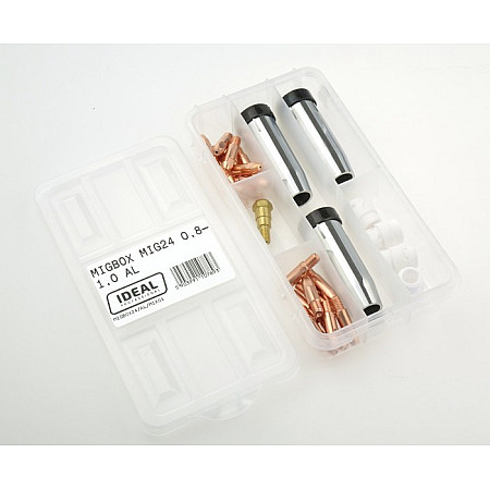 Accesorii si materiale pentru sudare Service parts kit 08/1mm box intended use: for welding aluminium welding clamp MIG 24 IDEAL MIGBOX24/AL/MIX01