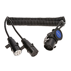 Cablu infasurat Sirma electrica spiralata poliuretan lungime de lucru 3m lungime maxima 45m dopuri numar pini: 7/15 numar cabluri: 1x15+6x1mm 9 pini activi in fisa 15 Adaptor 15-N / S temperatura de lucru TRUCKLIGHT AD-15/7-PLA EURO6