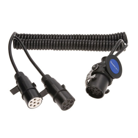 Cablu infasurat Sirma electrica spiralata poliuretan lungime de lucru 3m lungime maxima 45m dopuri numar pini: 7/15 numar cabluri: 1x15+6x1mm 9 pini activi in fisa 15 Adaptor 15-N / S temperatura de lucru TRUCKLIGHT AD-15/7-PLA EURO6