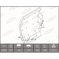 Set garnituri de frictiune, frana tambur Ferodou sabot frana 413x203. 1-supradimensionat MERCEDES ZETROS SCANIA 3 4 01.88- BERAL KBL19932.1-1637