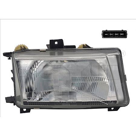 Far Lampa frontala Stanga H4 electric mecanic fara motoras culoare insert: argintiu VW CADDY II CADDY II/MINIVAN POLO POLO III CLASSIC TYC TYC 20-6154-05-2