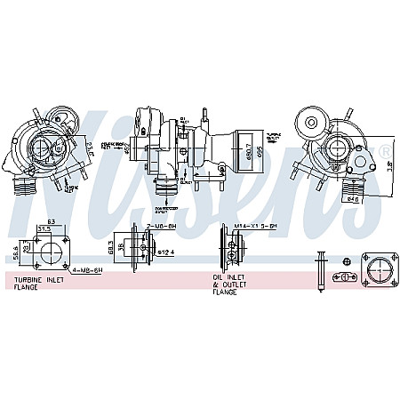 Turbocompresor Nou ABARTH 500 / 595 / 695 500C / 595C / 695C GRANDE PUNTO PUNTO PUNTO EVO ALFA ROMEO GIULIETTA MITO FIAT 500X 1.4 07.07- NISSENS NIS 93472