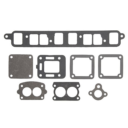 Set garnituri, galerie evacuare Exhaust manifold gasket set 1x carburettor gasket 1x exhaust manifold gasket 1X thermostat gasket 1X u-bend gasket GM 181 3.0L CID eng 140 hp s/n 3332137-6229717 SIERRA INTERNATONAL LLC 18-4398