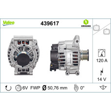 Alternator 14V 120A CITROEN BERLINGO MULTISPACE BERLINGO/MINIVAN C3 II C3 PICASSO C4 C4 GRAND PICASSO I C4 GRAND PICASSO II C4 I C4 II C4 PICASSO I 1.4-2.0D 02.06- VALEO VAL439617