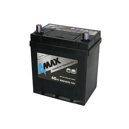 Acumulator Pornire Acumulator 4MAX 12V 40Ah/330A R+ borna subtire ptr vehicule japoneze + borna standard 187x140x225 B01 - flansa de montare 10.5 mm pornire 4MAX BAT40/330R/JAP/4MAX