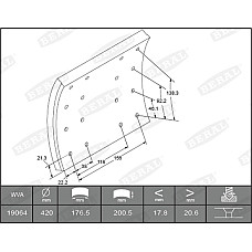 Set garnituri de frictiune, frana tambur Ferodou sabot frana 420x200. 1-supradimensionat DAF 65 65 CF 75 75 CF 85 85 CF 95 95 XF F 2300 F 2700 F 2900 07.78-09.02 BERAL KBL19063.1-1616