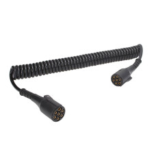 Cablu infasurat Sirma electrica spiralata poliuretan lungime de lucru 45m lungime maxima 52m cu dopuri feminine numar pini: 7 numar cabluri: 1x1+6x075mm dopuri acoperite tip N TRUCKLIGHT EC-N07-PLA-4.5M