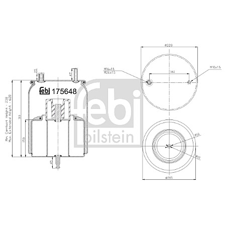 Burduf, suspensie pneumatica Air suspension bellows rectangular base holes VOLVO FH VOLVO FH FH II FH III FH16 FH16 II FH16 III FM II FM III FMX II FMX III 01.03- FEBI BILSTEIN 175648