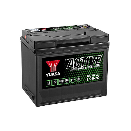 Acumulator Pornire Battery YUASA 12V 70Ah/480A Active Leisure &amp; Marine L+ standard 260x174x225 B9 deep cycle/dual purpose YUASA L26-70