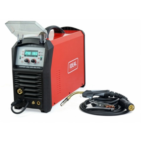 Sudor semi-automat MIG / MAG invertor sudor semi-automat mig / mag putere de sudura minima: 40A curent maxim de sudura: 250A putere nominala: 77kW alimentare electrica: 230V metoda de sudare: FLUX / FRaNARE / MIG-MAG / MMA IDEAL EXMIG250PFC