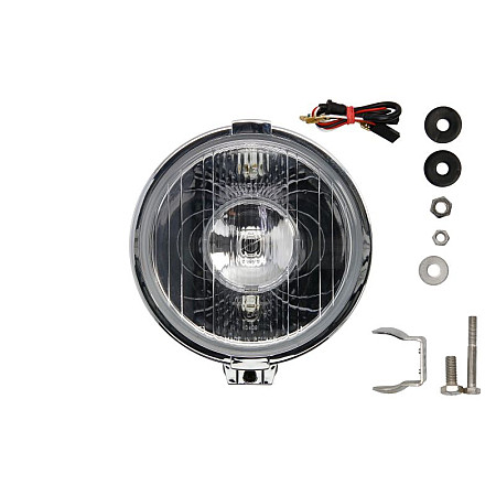 Far Universal headlamp L/R long-range H3/T4W 12/24V diameter 190mm transparent plastic neagra position lights chrome-coated frame no bulbs WESEM 0668.43510.01