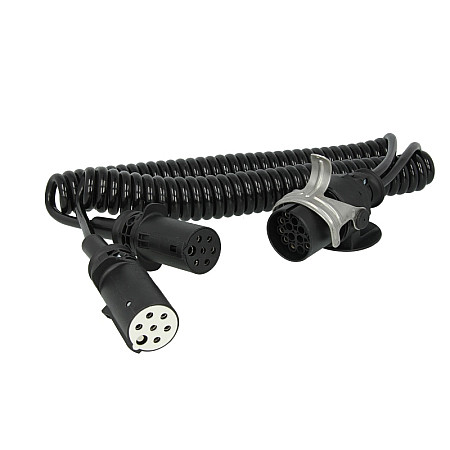 Cablu infasurat Sirma electrica spiralata lungime de lucru 35m lungime maxima 4m tip stecher: N S 15/7/7 24 V 24V 9 pini activi in fisa 15 adaptor material din fibra de sticla HELLA 8JA005 952-081