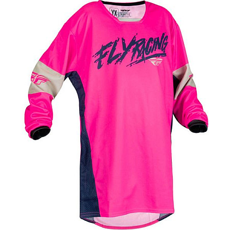 Camasa off-road T-shirt off road FLY RACING YOUTH KINETIC KHAOS colour beige/navy blue/pink size YXL FLY FLY 376-424YX
