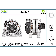 Alternator 14V 70A CITROEN BERLINGO BERLINGO MULTISPACE BERLINGO/MINIVAN C15/MINIVAN JUMPY NEMO NEMO/MINIVAN XSARA XSARA PICASSO FIAT SCUDO PEUGEOT 1007 206 1.1-2.0 06.96- VALEO VAL439691