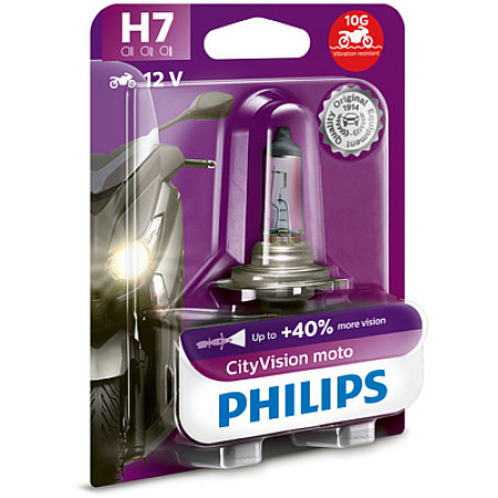 Bec, far principal Bec ambalaj blister 1buc H7 12V 55W PX26D luminozitate cu pina la 40% mai mare CityVision Moto 3200K SKODA SCALA 02.19- PHILIPS PHI 12972CTVBW
