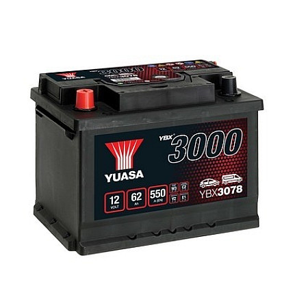 Acumulator Pornire Battery YUASA 12V 62Ah/550A YBX3000 SMF L+ standard 243x175x190 B13 starting YUASA YBX3078