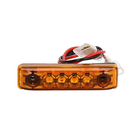 Lumina de delimitare Outline marker lights L/R yellow LED height 11mm width 65mm depth 16mm bolt/vertical fitting/horizontal fixing hose length 150 24V IPIP67 HELLA 2PS357 010-101
