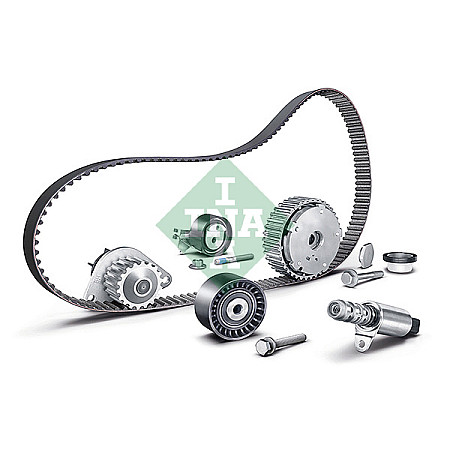 Set dispozitiv de ajustare a arborelui cu came Set de distributie curea + intinzator + pompa de apa CITROEN C2 C3 I C4 C4 I PEUGEOT 1007 206 207 307 1.4 10.03- INA 560 0006 10