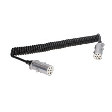 Cablu infasurat Sirma electrica spiralata poliuretan lungime de lucru 45m lungime maxima 52m cu dopuri feminine numar pini: 7 numar cabluri: 1x1+6x075mm dopuri din aliaj tipuri TRUCKLIGHT EC-S07-ALU-4.5M