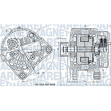 Alternator 12V 125A RENAULT GRAND SCENIC II MEGANE II SCENIC II 1.9D/2.0 11.02- MAGNETI MARELLI 063732058010