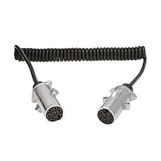 Cablu infasurat Sirma electrica spiralata poliuretan lungime de lucru 35m lungime maxima 4m cu dopuri feminine numar pini: 7 numar cabluri: 1x1+6x075mm dopuri din aliaj temperatura de lucru pina la 125 * C TRUCKLIGHT EC-N07-ALU EURO6