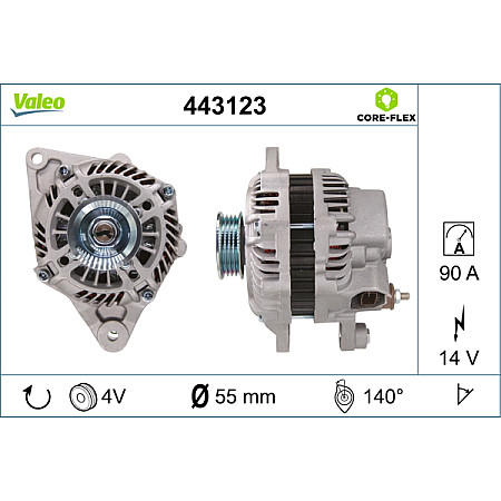 Alternator 14V 90A SMART FORFOUR FORTWO 0.9/1.0 01.07- VALEO VAL443123