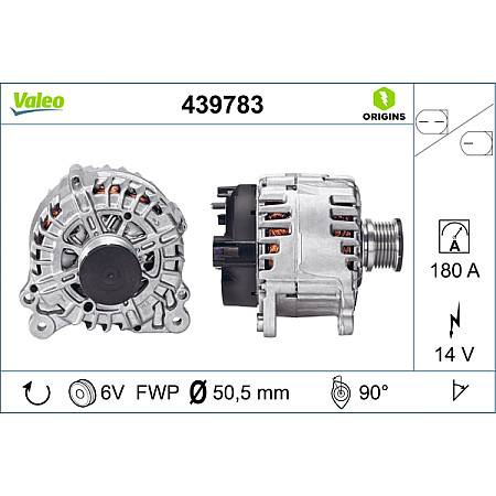 Alternator 14V 180A AUDI A3 SEAT ALHAMBRA SKODA KODIAQ OCTAVIA III SUPERB III YETI VW ARTEON ARTEON SHOOTING BRAKE CADDY ALLTRACK CADDY ALLTRACK/MINIVAN 1.4-2.0D 05.09- VALEO VAL439783